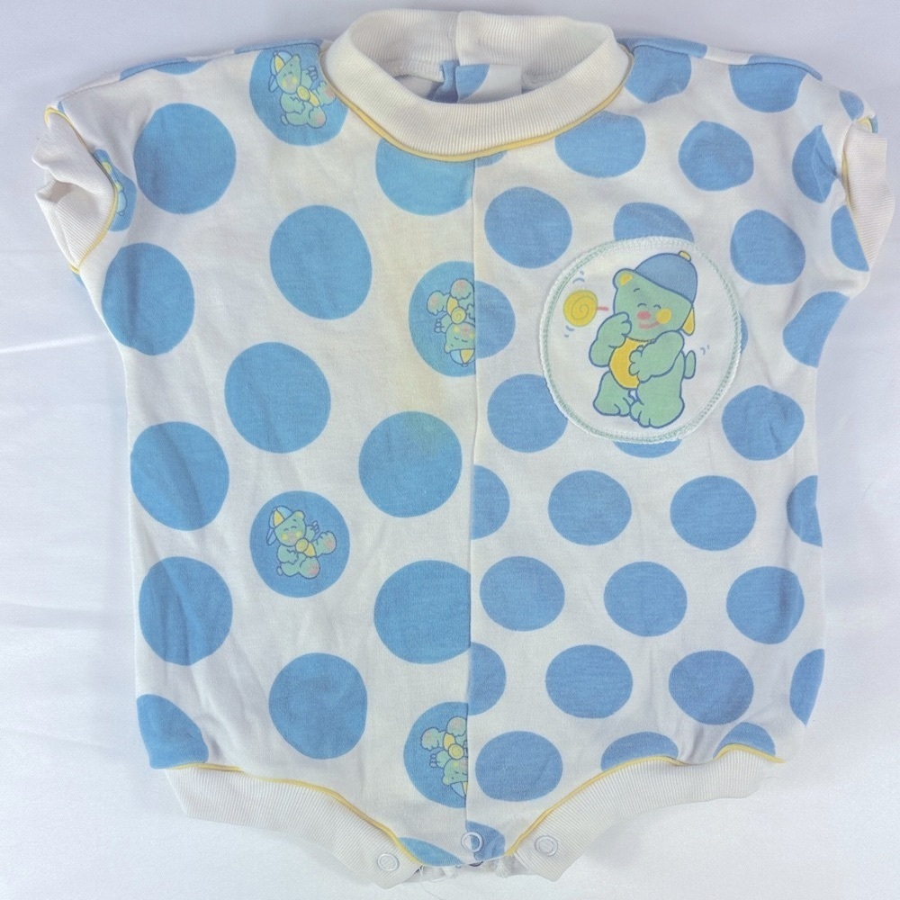 Vintage 1990’s Bright Future Blue Polka Dot Kids One Piece